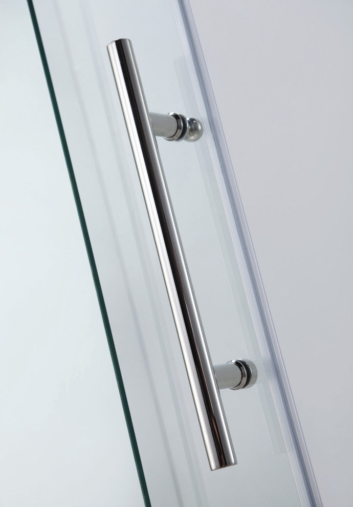 56"“60"Wx76" Frameless Sliding Shower Door With Clear Glass, Chrome