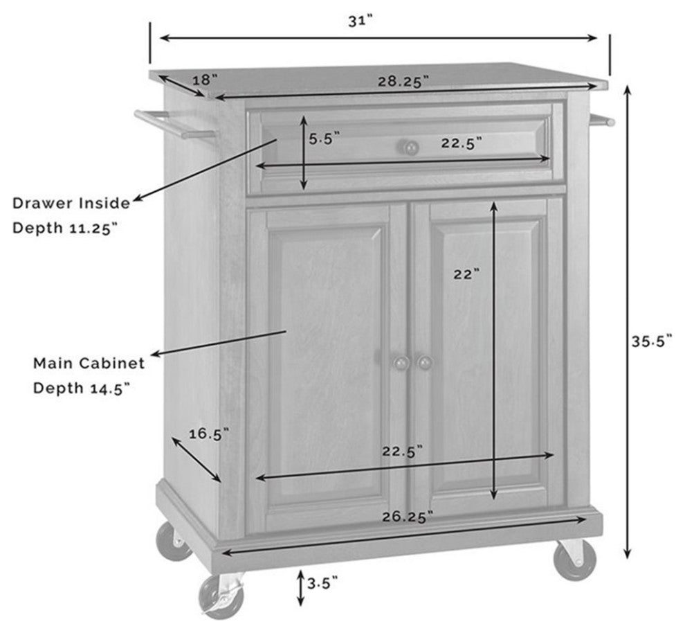 Catania Modern Black Granite Top Portable Kitchen Cart in Mahogany