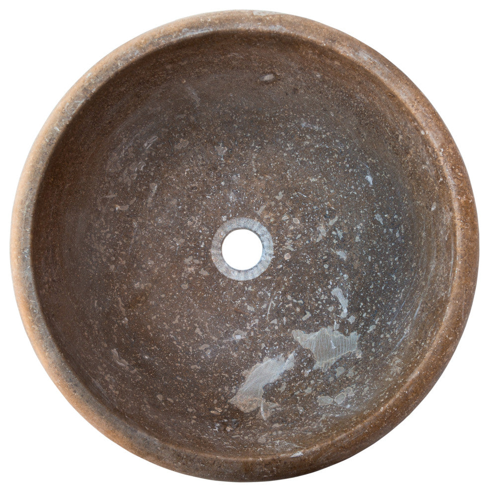Noce Brown Travertine Natural Stone Drop-in Sink Honed and Filled (D)16" (H)6"