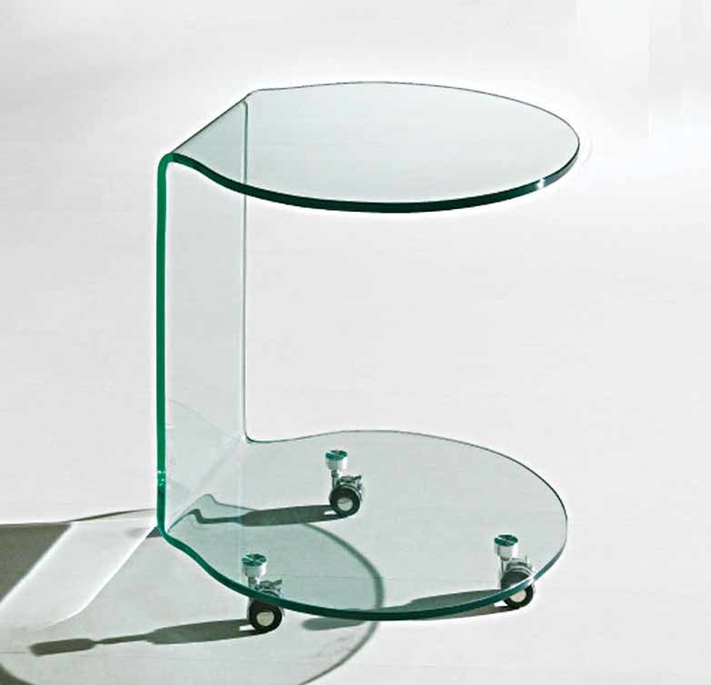 Bent Glass End Table, Clear Glass