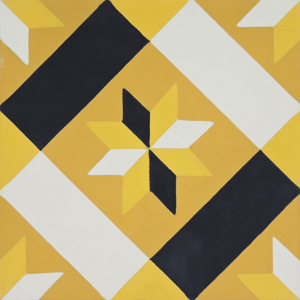 Kotoubia Handmade Cement Tile, Gold/Black/White, Sample