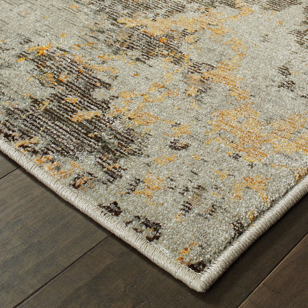Elements Gilded Marble Gray/Gold Area Rug, 3'3"x5'2"