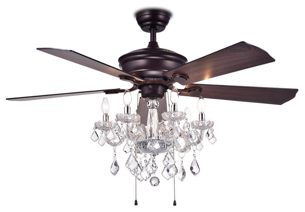 Warehouse of Tiffany Havorand 52-inch 5-blade Ceiling Fan With Crystal Chandelie