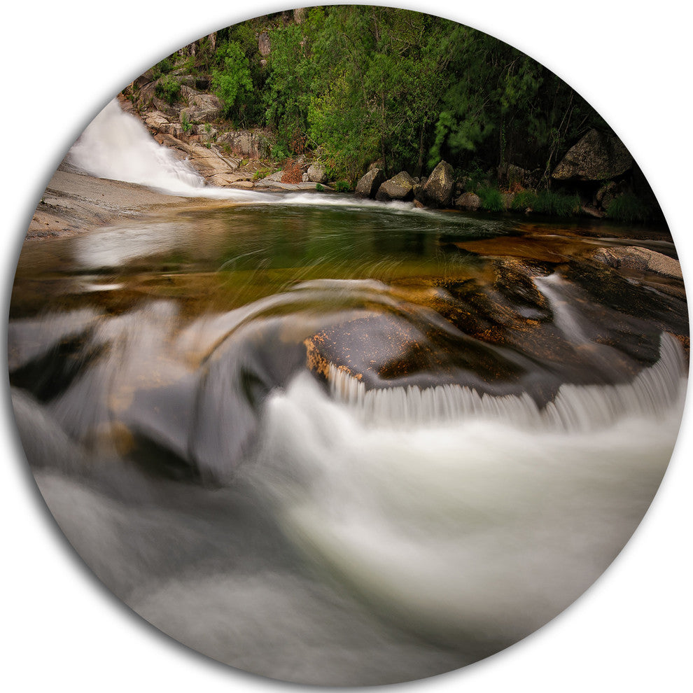Segade Waterfall Galicia Spain, Landscape Photo Disc Metal Artwork, 36"