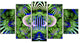 Green Magical Fairy Pattern, Large Floral Canvas Art Print, 60"x32", 5 Panels