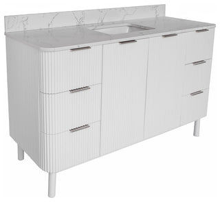 Utopia 60" Bathroom Vanity, White, Top: Engineered Marble, Single