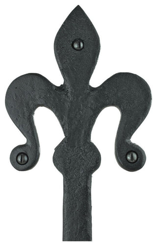 4 Black Wrought Iron Dummy Door Hinge Fleur De Lis 16" |