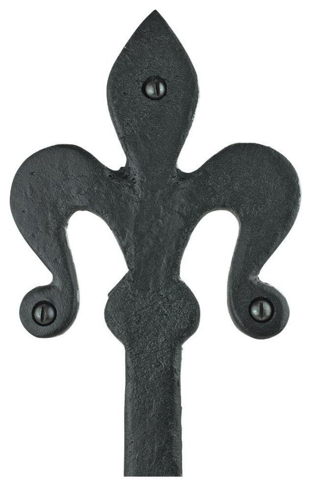 4 Black Wrought Iron Dummy Door Hinge Fleur De Lis 16" |