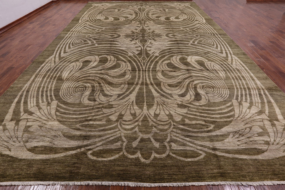 12' 2" X 18' 3" Modern Hand Knotted Wool Area Rug Q4435
