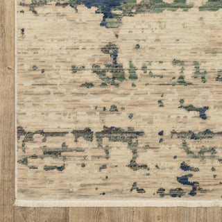 Saturn Abstract Shadows Beige/Green Wool Blend Area Rug 5'3" x 7'6"