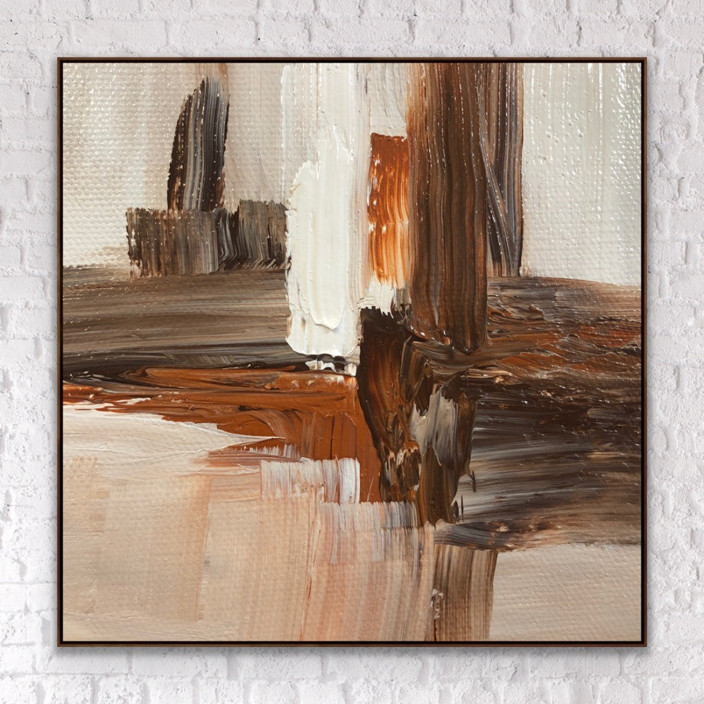 54x54 inches brown white handmade abstract Original Large wall art