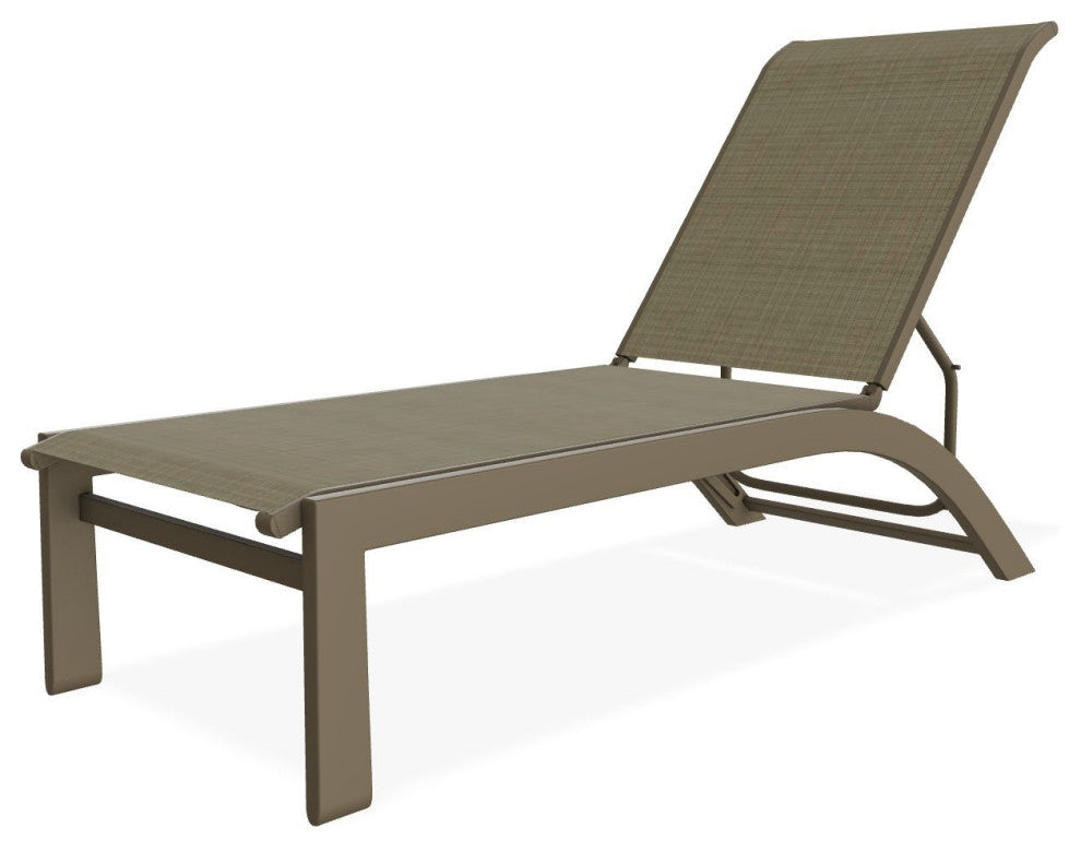 Kendall Sling Stackable Outdoor Chaise Lounge, Elevation Stone/Beachwood