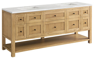 Breckenridge 72" Double Vanity, Light Natural Oak, 3CM Arctic Fall Top