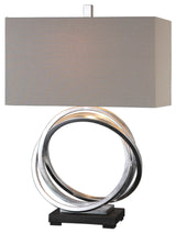 Uttermost Soroca Table Lamp | Silver Rings Table Lamp with Rectangle Linen Shade