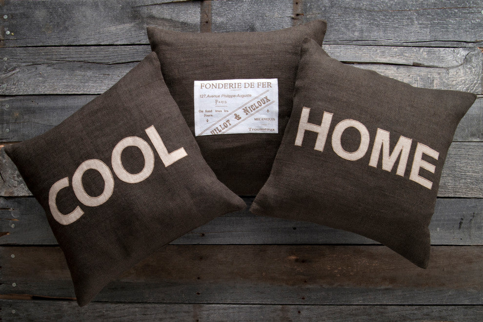 Surya Stencil ST-005 22"x22" Pillow Kit, Taupe/Dark Brown