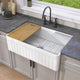 33"Lx20"W Farmhouse/Apron Farm Fireclay Kitchen Sink With Sink Grid And Strainer