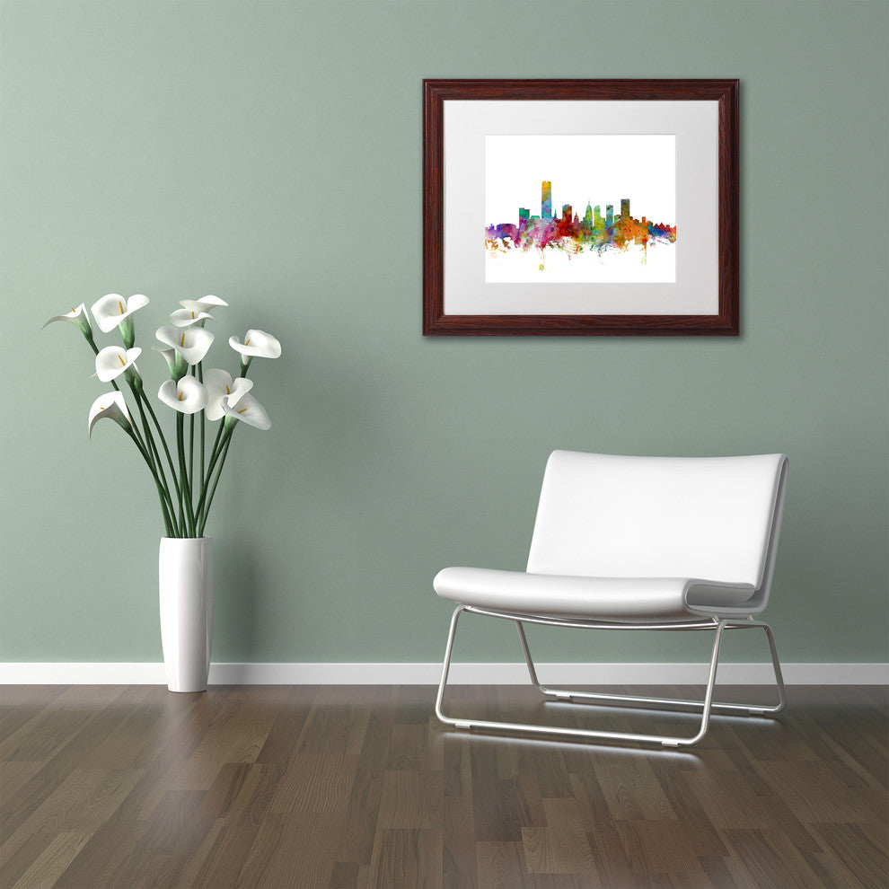"Oklahoma City Skyline" Matted Framed Canvas Art by Michael Tompsett