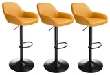 Set of 3 Adjustable Swivel Bar Stool, Mustard Yellow