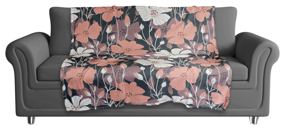 Growing Floral 50x60 Coral Fleece Blanket