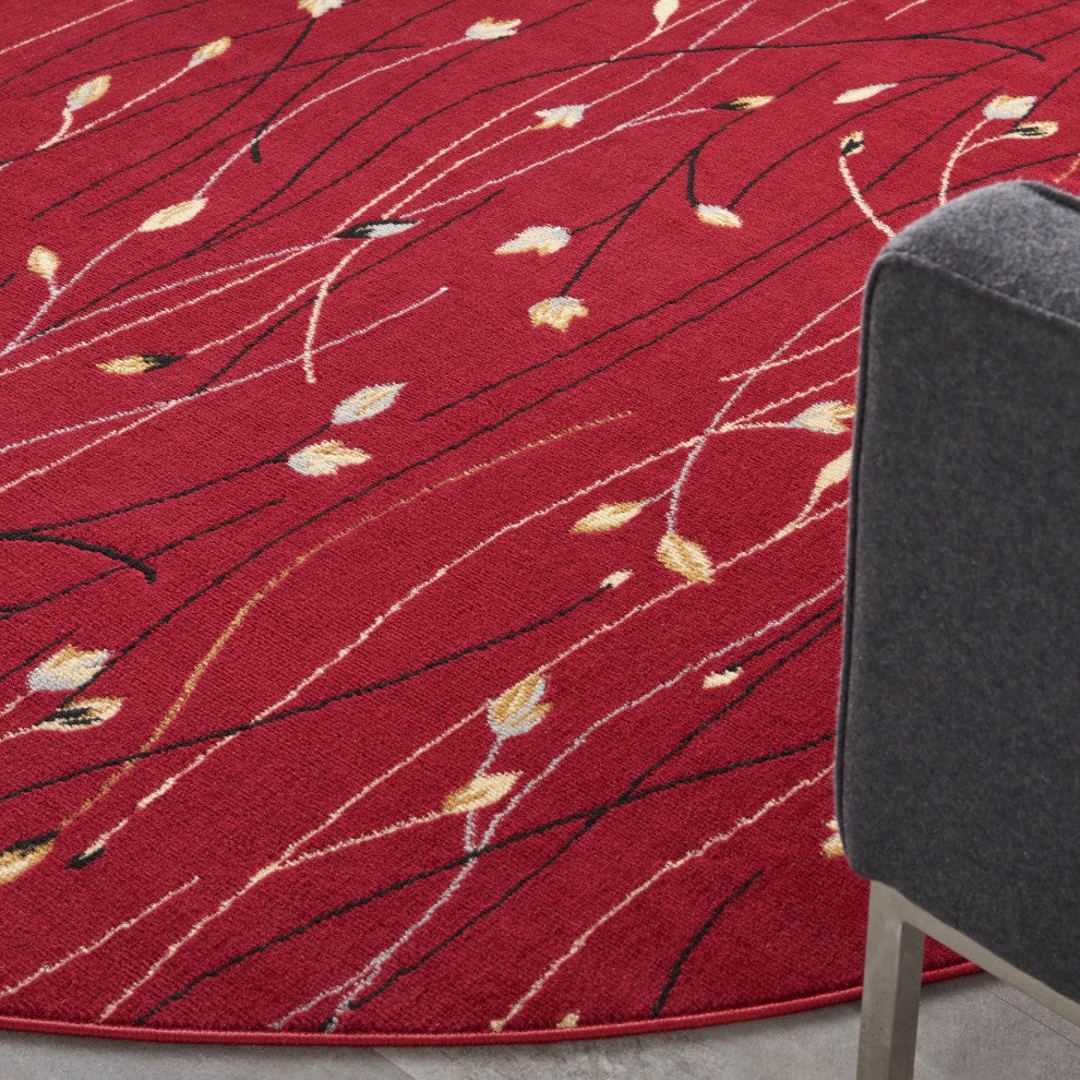 Nourison Grafix 8' x Round Red Contemporary Indoor Area Rug