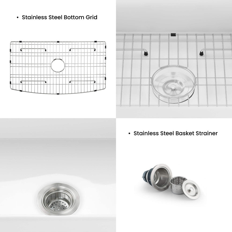 Pure 36" Curved Apron Front Farmhouse Kitchen Fireclay Sink