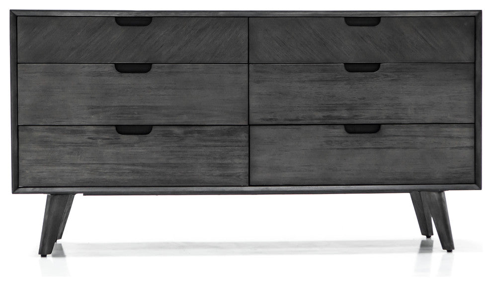 Mohave Mid-Century Tundra Grey Acacia 6 Drawer Dresser