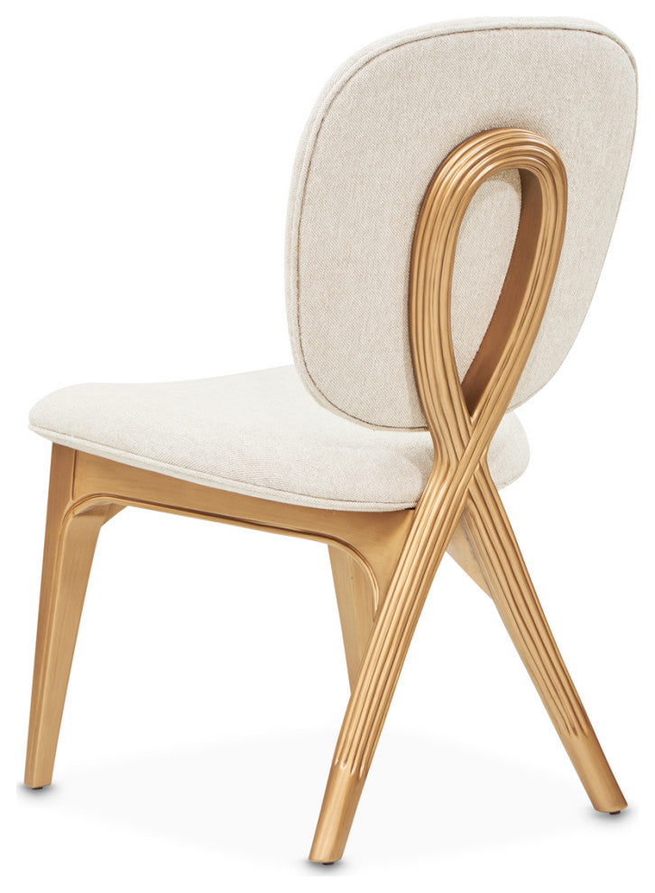 Camellia Field Vanity Chair, Linen/Antique Gold