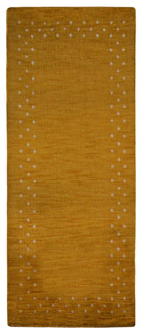 HAND KNOTTED LOOM WOOL ECO-FRIENDLY AREA RUGS - Runner, Gold, Contemporary