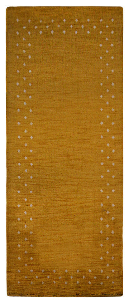 HAND KNOTTED LOOM WOOL ECO-FRIENDLY AREA RUGS - Runner, Gold, Contemporary