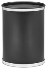 Kraftware Sophisticates Oval Wastebasket, Black With Polished Chrome