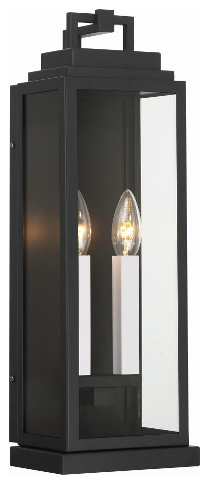 Crystorama Aspen 2 Light Matte Black Outdoor Sconce