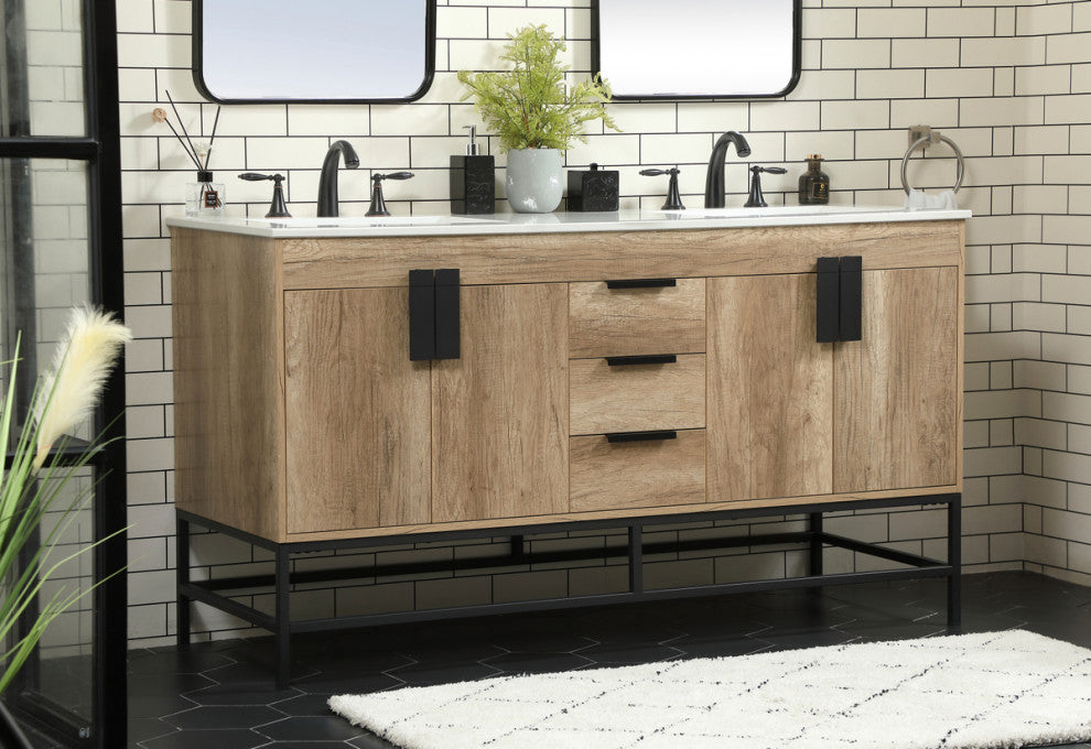 Home Living 22" Modern Natural Oak-Light Bathroom Vanity