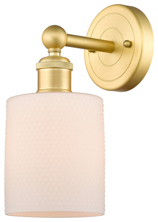 Edison Cobbleskill 1-Light 5" Sconce, Satin Gold Finish, Matte White Shade