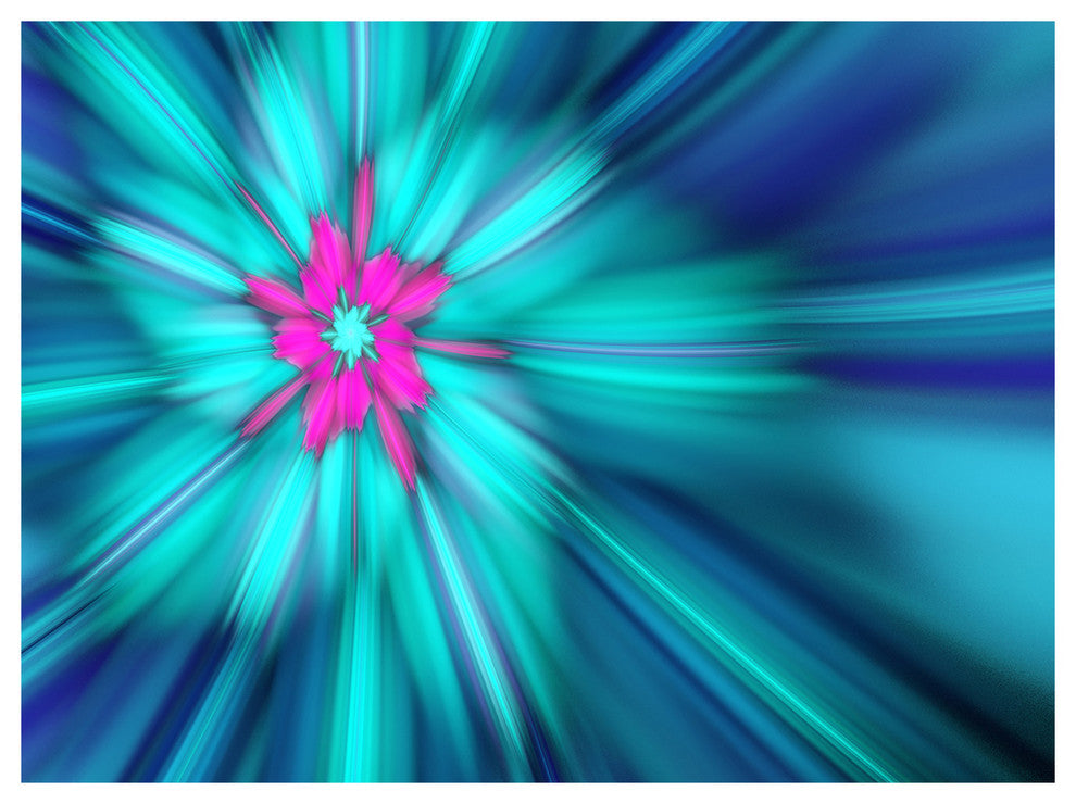 Rotating Blue Fireworks, Floral Canvas Art Print, 40"x30"