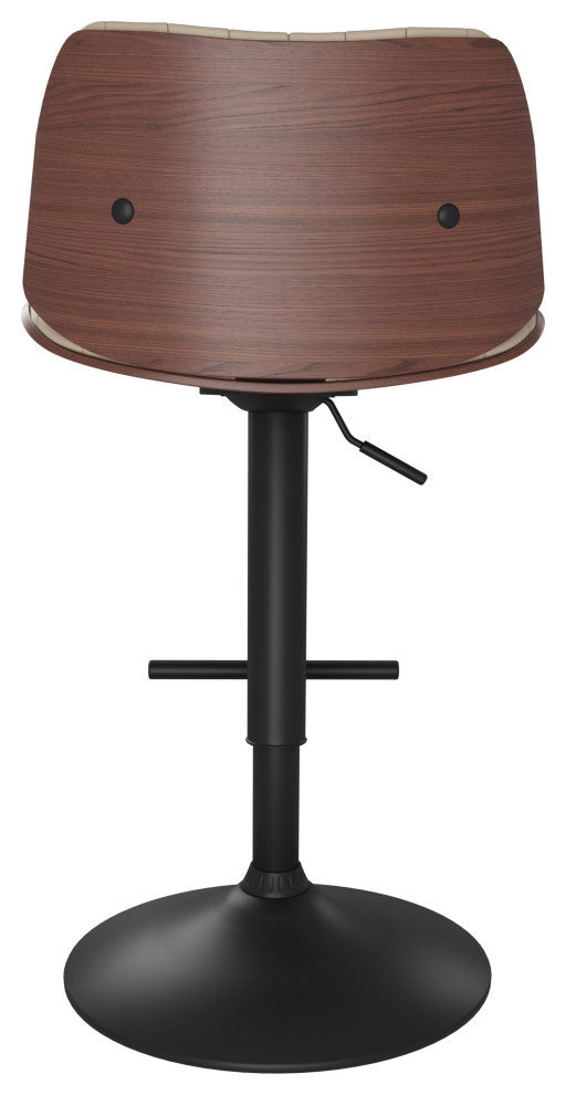 Goulding Adjustable Swivel Bar Stool, Cream Vegan Faux Leather