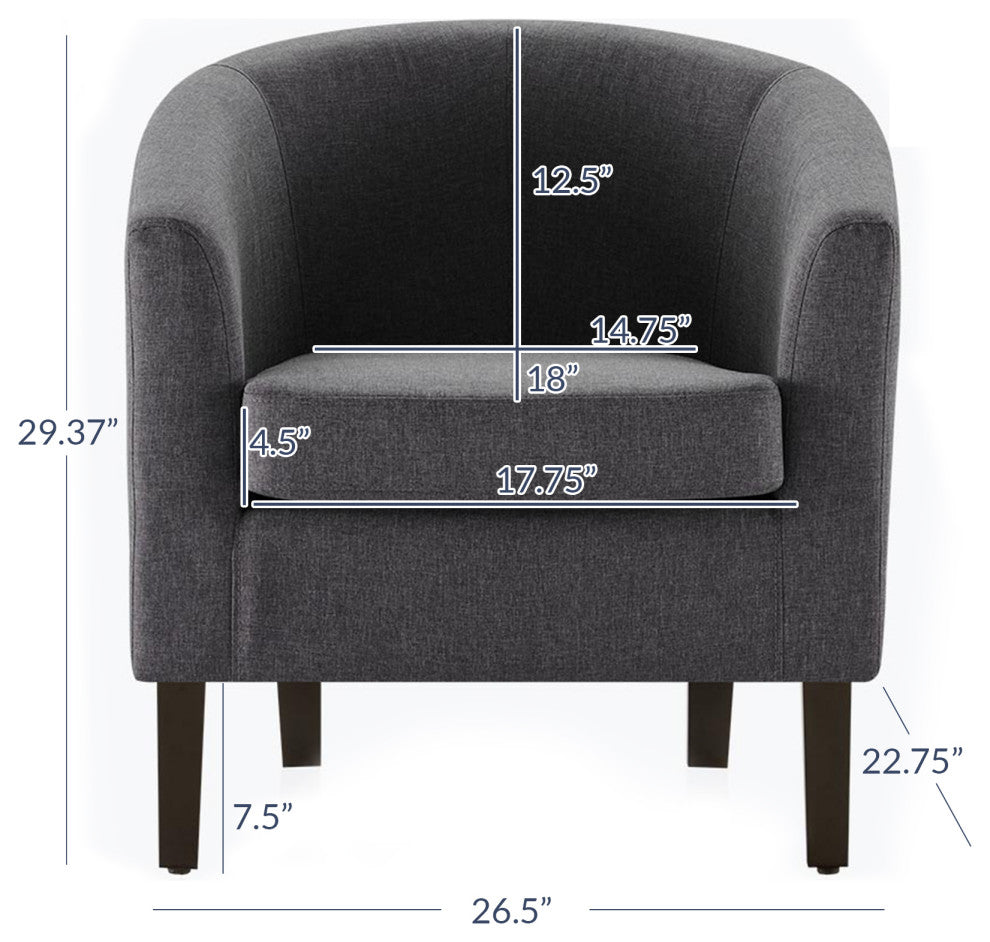 Modern Club Chair Barrel Design, Gray