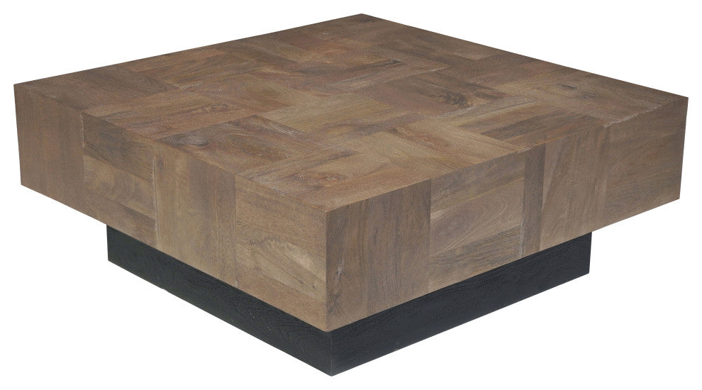 Camilla 2-piece Solid Wood Living Room Table Set, Dark Brown, Square