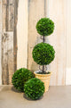 Artificial Boxwood Topiary Plant Tree Tabletop  With Double Balls In Pot, Green