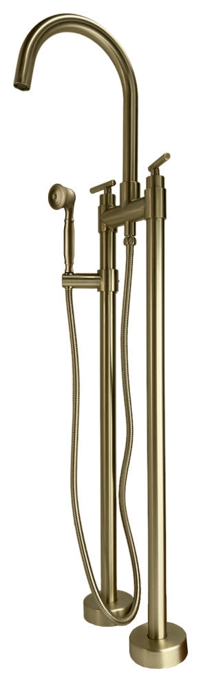 CastelloUSA Saturn Double Handle Clawfoot Tub Filler Faucet, Brushed Gold, Float Handle