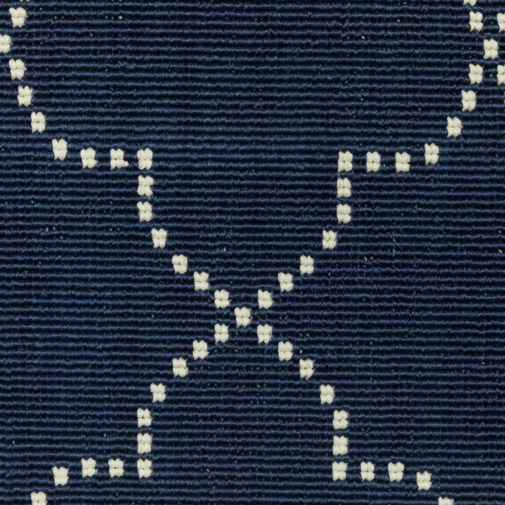 Martinique Simple Lattice Navy/ Ivory Indoor/Outdoor Area Rug, 6'7"x9'6"