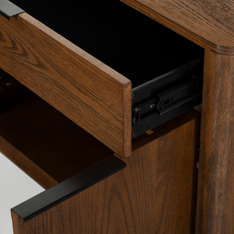 Safavieh Couture Gabrietta Wood Tv Stand, Medium Oak/Black