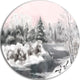 Grey Winter Vector, Landscape Watercolor Large Disc Metal Wall Art, 23"