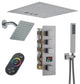 12inch Luxury Shower Dual Shower Head System With LED Light and Bluetooth, Brushed Nickel
