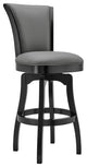 45" Gray Faux Leather And Iron Swivel Bar Height Chair