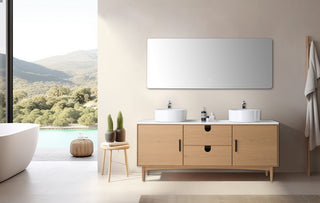Newton Bath Vanity, Whitewash Oak, 72", Double Sink, Freestanding