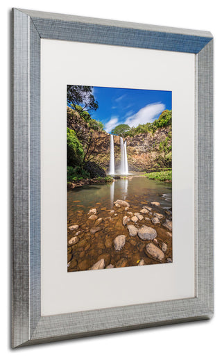 Pierre Leclerc 'Wailua Falls' Matted Framed Art, Silver Frame, White, 20x16