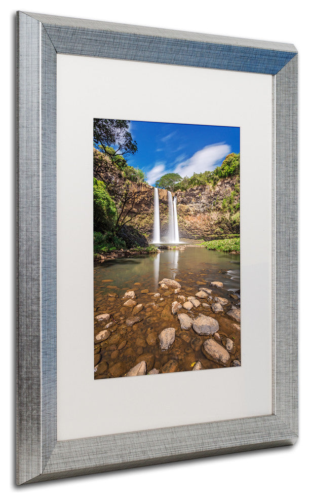 Pierre Leclerc 'Wailua Falls' Matted Framed Art, Silver Frame, White, 20x16