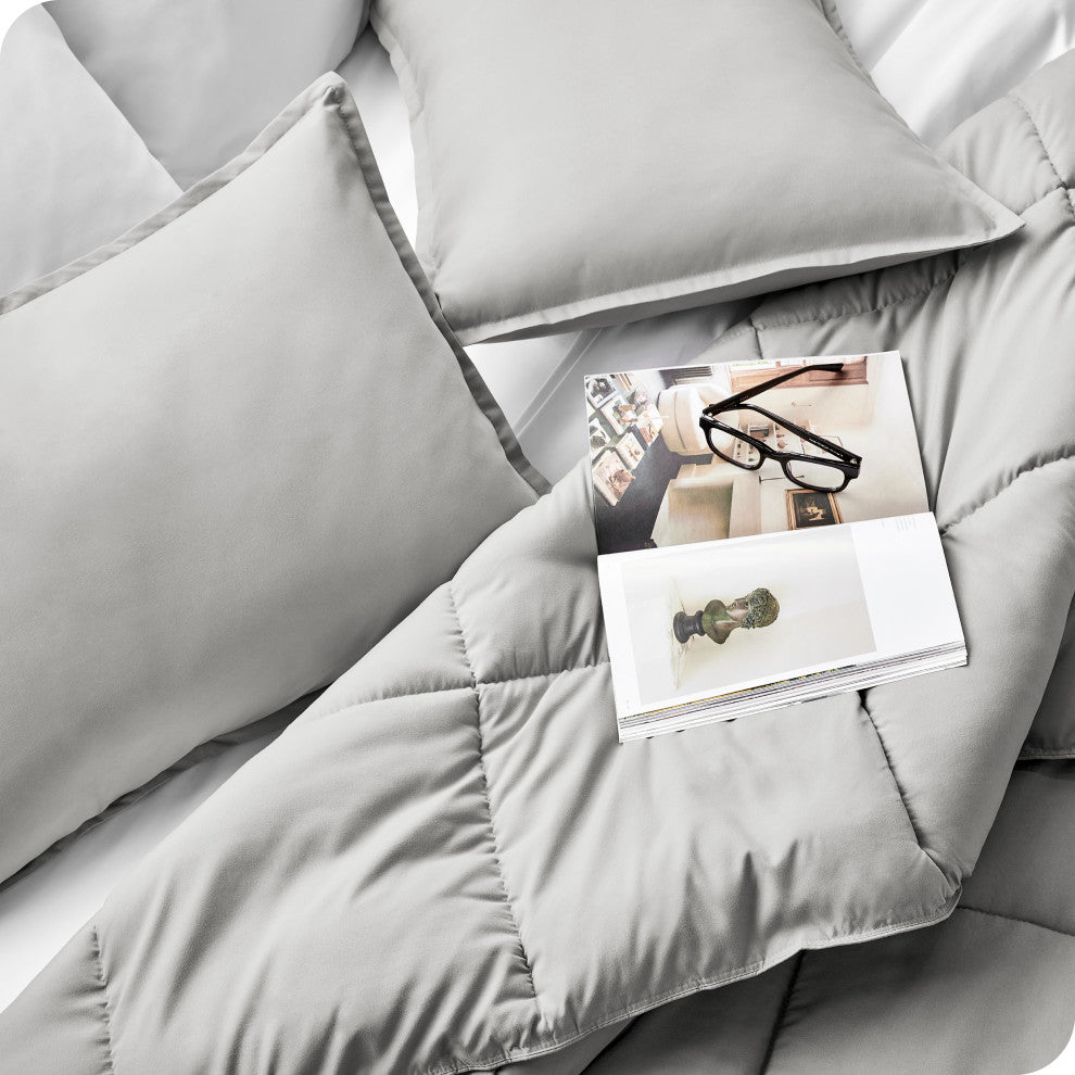 Bare Home Down Alternative Comforter Set, Light Gray, Queen