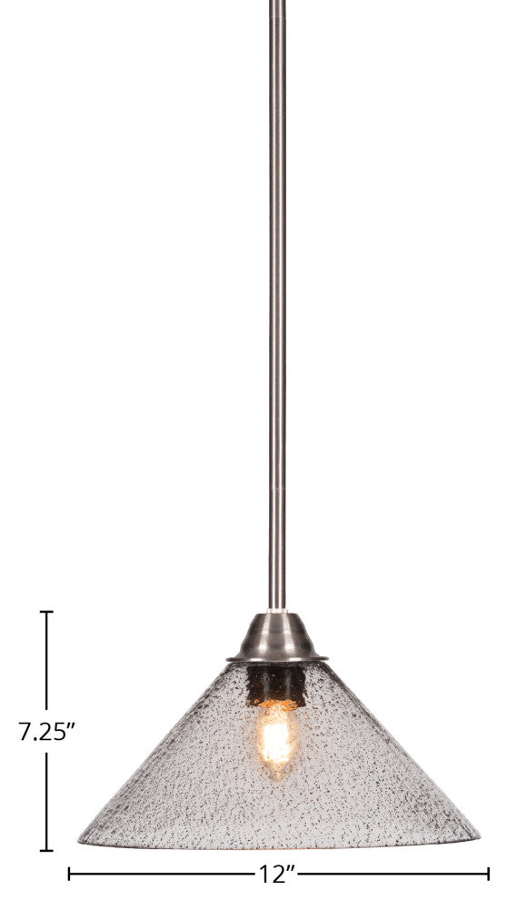 Paramount 1-Light Mini Pendant, Brushed Nickel, 12" Smoke Bubble Glass