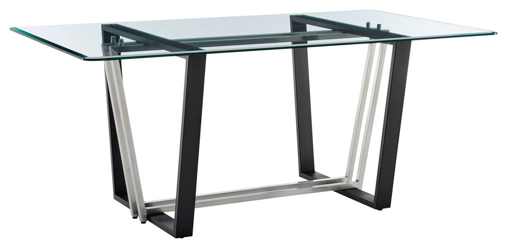 Kai Anastasia Rectangular Glass Dining Table 5pc Set, Light Gray Fabric Chairs